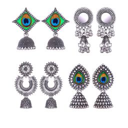 Sangria Peacock Shaped Jhumkas Earrings-image-76