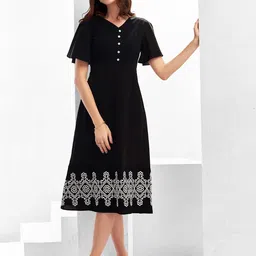 Selvia Crepe A-Line Midi Dress-picture-7