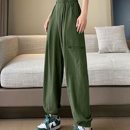 Moda Rapido Women Comfort Loose Fit Easy Wash Pure Cotton Cargos Trousers-picture-28