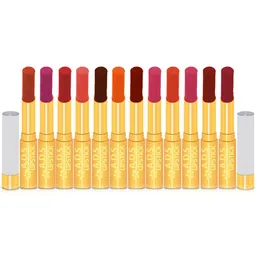 A.D.S Set Of 12 Moisturizing Smudge Proof Long Lasting Matte Lipstick - 1.8 gm - Shade - A image 1