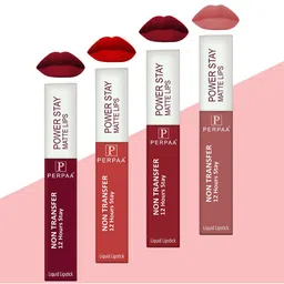 PERPAA Set of 4 Power Stay Non-Transfer & Long-Lasting Velvet Matte Liquid Lipstick 5 g-Nude 21 - Red 22 - Bright Red 01 - Maroon 09-image-47
