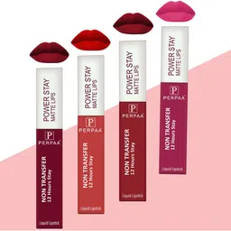PERPAA Set of 4 Power Stay Non-Transfer & Long-Lasting Velvet Matte Liquid Lipstick 5 g-Red 22 - Bright Red 01 - Maroon 09 - Pink 10-image-43