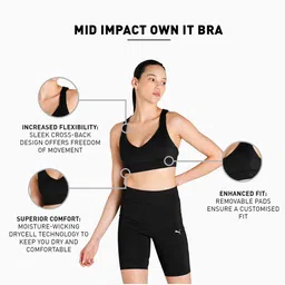Puma Black Full Coverage Lightly Padded Mid Impact Own It Training-Running Bra 52103801 image 4
