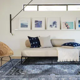 obeetee Navy Blue Persian Wool & Cotton 8 ft x 10 ft Hand Knotted Carpet-picture-5