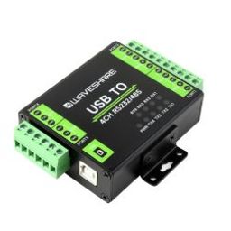 Waveshare Industrial Isolated USB To RS232/485 Converter, Original FT4232HL Chip, Supports USB To 2-Ch RS232 + 2-Ch RS232/485-2
