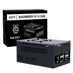 52Pi Raspberry Pi 5 Aluminum Case Black Brick Enlosure with Cooling Fan Heatsink-50