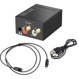 Black Digital Optical Coaxial to Analog RCA R/L Audio Converter with 3.5 mm Jack with USB Power Cable+Optical Cable-37
