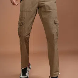 HIGHLANDER Men Straight Fit Cotton Cargos Trousers-picture-24