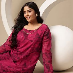Sztori Plus Size Floral Print Puff Sleeve A-Line Dress-image-57