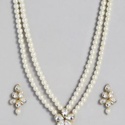 I Jewels Women Gold-Plated White Handcrafted Stone-Studded Jewellery Set-16