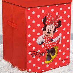 Kuber Industries Set of 2 Red & White Minnie Mouse Printed Foldable Cloth Storage Baskets image 2