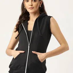 BRINNS Women Black Solid Hooded Sweatshirt-picture-29