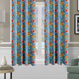 Aura Blue Set of 2 Ethnic Motifs Window Curtain-20