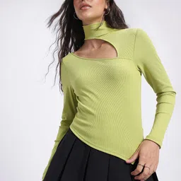 glitchez Cut-Out Twist Ribbed Fitted Top-image-17