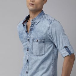 The Roadster Lifestyle Co Men Blue Opaque Checked Casual Shirt-image-119