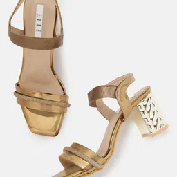 ELLE Copper-Toned Party Block Heels-17