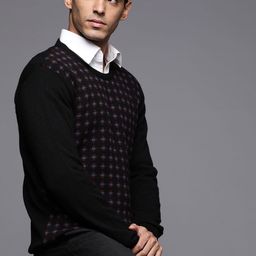 Raymond Men Black Geometric Pullover-image-85