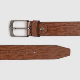HIGHLANDER Men Tan Brown Textured Belt-image-43