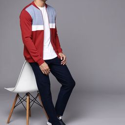 Allen Solly Men Maroon & Blue Colourblocked Sweatshirt-picture-25