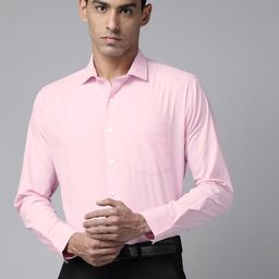 Shaftesbury London Men Pink Smart Slim Fit Semiformal Shirt-image-72