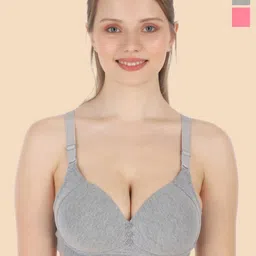 Tweens Coral & Grey Bra Full Coverage Lightly Padded-picture-3