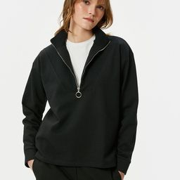 Koton Mock Collar Pullover Sweatshirt-5