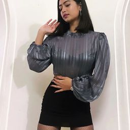 STREET 9 Women Beautiful Grey Vertical Striped Top-picture-35