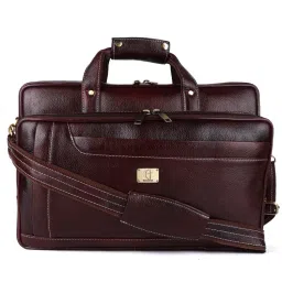 HiLEDER Pure Leather Unisex 16 Inch Satchel Laptop Messenger Travelling Bag- Brown-picture-17