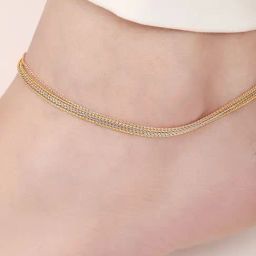 Zavya Triple-Tone Plated Embraced 925 Sterling Silver Chain Anklet-image-20
