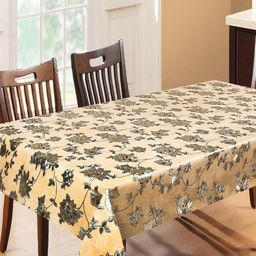 Dakshya Industries Cream-Coloured Floral Waterproof Plastic 6-Seater Table Cover-14