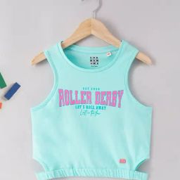 Ed-a-Mamma Kids Blue Graphic Print Crop Top-image-86