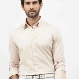 Rare Rabbit Beige Regular Fit Solid Shirt-image-91