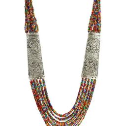 YouBella German Silver Plated Oxidized Antique Tribal Cotton Thread Necklace-5