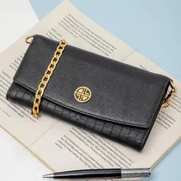 Carlton London Black Animal Effect Wallet for Women-image-6