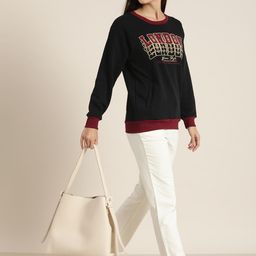 DILLINGER Women Black Printed Oversized Sweatshirt-14