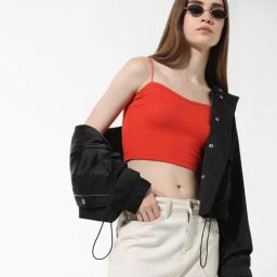 Only Red Slim Fit Crop Top-image-42