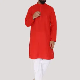 MAG Men Solid Cotton Straight Kurta with Pyjamas-picture-4