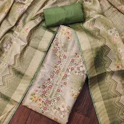 KALINI Embellished Unstitched Dress Material-image-76