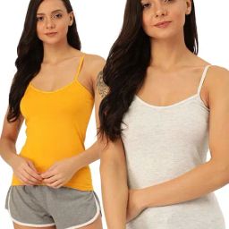 Lady Lyka Multicolor Cotton Camisole (Pack Of 2)-image-131