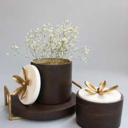 Karo Anaya Brown & Gold Brass Storage Jars - Set of 2-image-14