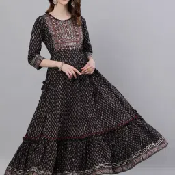 Ishin Black Cotton Embellished Anarkali Kurta-picture-20