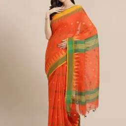 Kalakari India Orange Woven Saree With Unstitched Blouse-picture-13