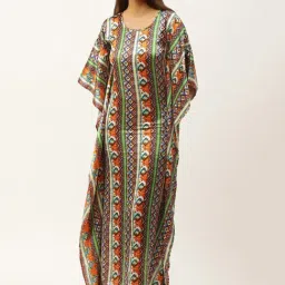 Cottinfab Satin Multicolor Kaftan Night Dress-picture-41