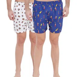 XYXX Blue & White Printed Cotton Boxers (Pack Of 2)-picture-12