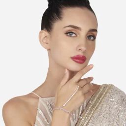Zaveri Pearls Rose Gold Dazzling Cubic Zirconia Contemporary Brass Hand Harness Bracelet-ZPFK16134-image-74