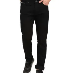 Cantabil Black Regular Fit Lightly Washed Jeans-picture-18