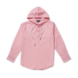 Gini & Jony Boys Peach Cotton Striped Full Sleeves Hooded Shirt-image-58