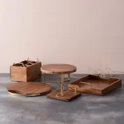 Nestroots Wooden Tray Spoon Stand Cake Holder Serving Platter Tissue Paper Stand Tableware Serveware-43
