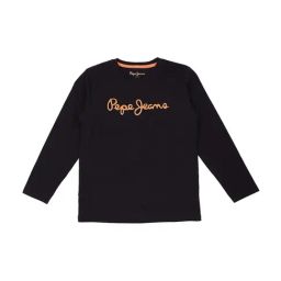 Pepe Jeans Kids Black Cotton Graphic Full Sleeves T-Shirt-image-82