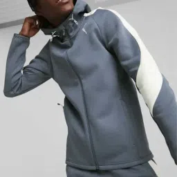Puma Evostripe Grey Cotton Slim Fit Hooded Sweatshirt-picture-48